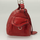 Miu Miu Chain Shoulder Bag Leather Red Silver Auth 128640-4