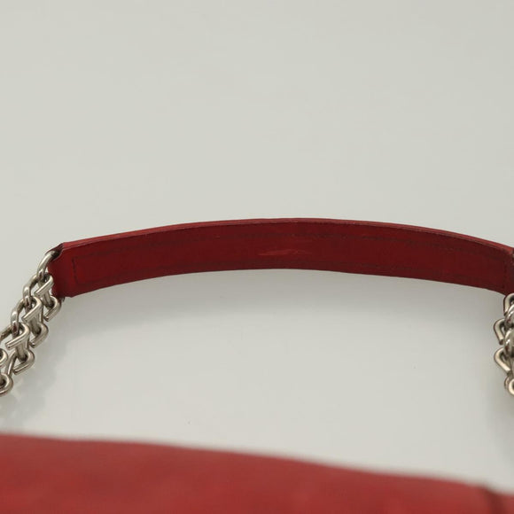Miu Miu Chain Shoulder Bag Leather Red Silver Auth 128640
