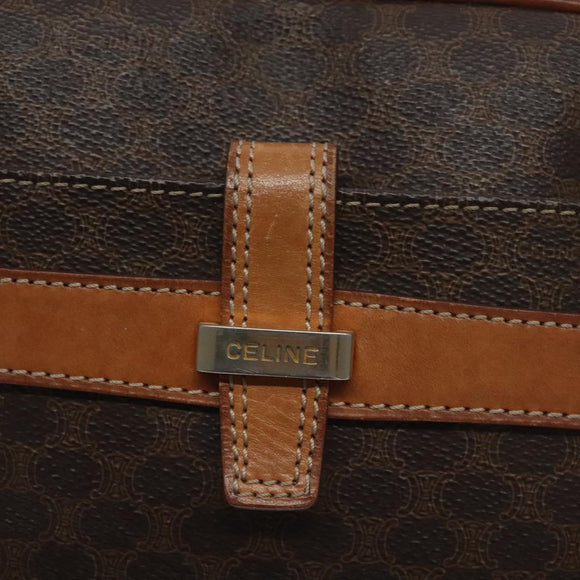 CELINE Macadam Canvas Shoulder Bag PVC Leather Brown Gold Auth 128661