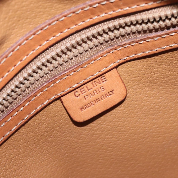 CELINE Macadam Canvas Shoulder Bag PVC Leather Brown Gold Auth 128661