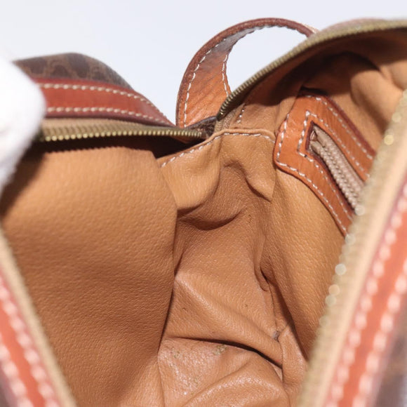 CELINE Macadam Canvas Shoulder Bag PVC Leather Brown Gold Auth 128661