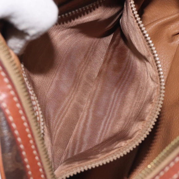 CELINE Macadam Canvas Shoulder Bag PVC Leather Brown Gold Auth 128661