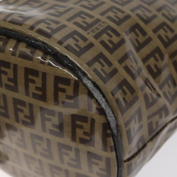 FENDI Zucchino Canvas Mamma Baguette Shoulder Bag Enamel Beige Gold Auth 128662