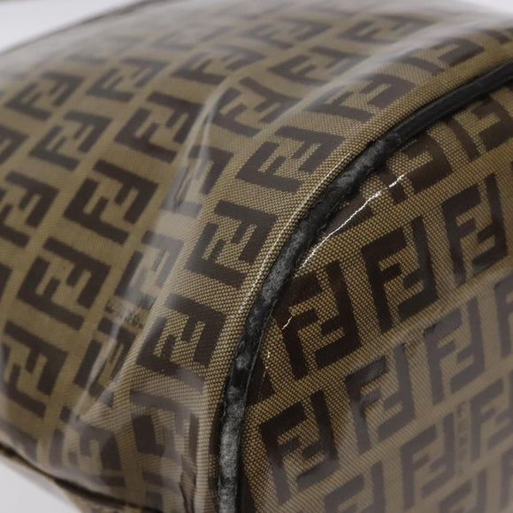 FENDI Zucchino Canvas Mamma Baguette Shoulder Bag Enamel Beige Gold Auth 128662