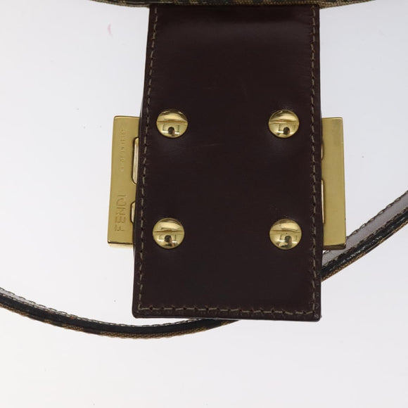 FENDI Zucchino Canvas Mamma Baguette Shoulder Bag Enamel Beige Gold Auth 128662