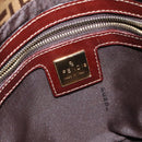 FENDI Zucchino Canvas Mamma Baguette Shoulder Bag Enamel Beige Gold Auth 128662-19