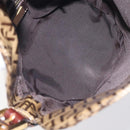 FENDI Zucchino Canvas Mamma Baguette Shoulder Bag Enamel Beige Gold Auth 128662-11