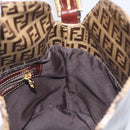 FENDI Zucchino Canvas Mamma Baguette Shoulder Bag Enamel Beige Gold Auth 128662-20