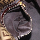 FENDI Zucchino Canvas Mamma Baguette Shoulder Bag Enamel Beige Gold Auth 128662-22