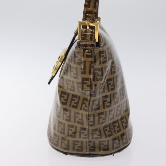 FENDI Zucchino Canvas Mamma Baguette Shoulder Bag Enamel Beige Gold Auth 128662