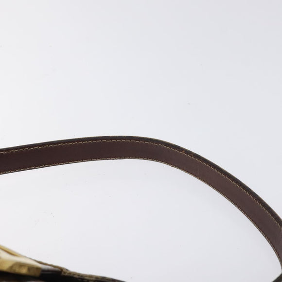 FENDI Zucchino Canvas Mamma Baguette Shoulder Bag Enamel Beige Gold Auth 128662