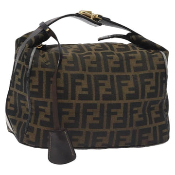 FENDI Zucca Canvas Hand Bag Black Brown Auth 128663