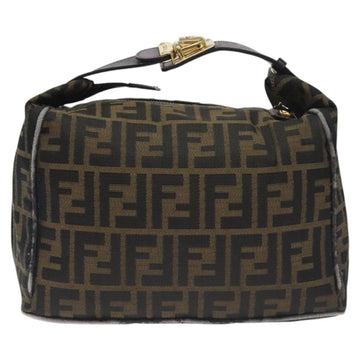 FENDI Zucca Canvas Hand Bag Black Brown Auth 128663 - 0