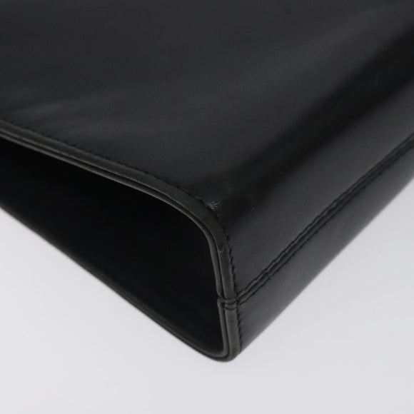 Salvatore Ferragamo Gancini Chain Shoulder Bag Leather Black Gold Auth 128664