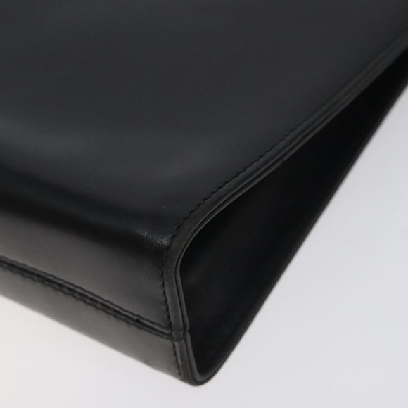 Salvatore Ferragamo Gancini Chain Shoulder Bag Leather Black Gold Auth 128664