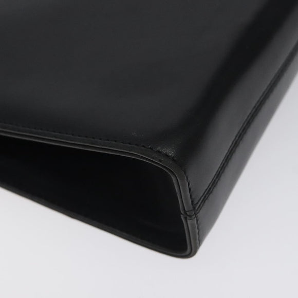 Salvatore Ferragamo Gancini Chain Shoulder Bag Leather Black Gold Auth 128664