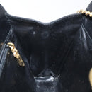 Salvatore Ferragamo Gancini Chain Shoulder Bag Leather Black Gold Auth 128664-19