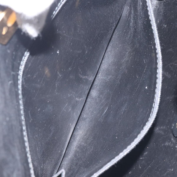 Salvatore Ferragamo Gancini Chain Shoulder Bag Leather Black Gold Auth 128664