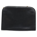 Salvatore Ferragamo Gancini Chain Shoulder Bag Leather Black Gold Auth 128664-2