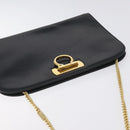 Salvatore Ferragamo Gancini Chain Shoulder Bag Leather Black Gold Auth 128664-6