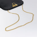 Salvatore Ferragamo Gancini Chain Shoulder Bag Leather Black Gold Auth 128664-7