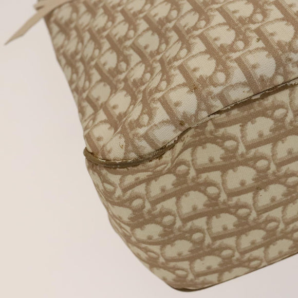 Christian Dior Trotter Canvas Romantic Tote Bag PVC Beige Silver Auth 128666