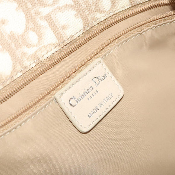 Christian Dior Trotter Canvas Romantic Tote Bag PVC Beige Silver Auth 128666