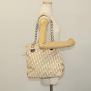 Christian Dior Trotter Canvas Romantic Tote Bag PVC Beige Silver Auth 128666-21