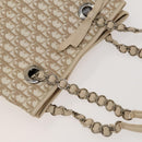 Christian Dior Trotter Canvas Romantic Tote Bag PVC Beige Silver Auth 128666-6
