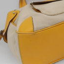 Salvatore Ferragamo Gancini Hand Bag Canvas Yellow Silver Auth 128676-11