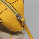Salvatore Ferragamo Gancini Hand Bag Canvas Yellow Silver Auth 128676-14