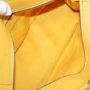 Salvatore Ferragamo Gancini Hand Bag Canvas Yellow Silver Auth 128676-16