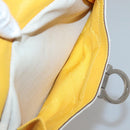 Salvatore Ferragamo Gancini Hand Bag Canvas Yellow Silver Auth 128676-20