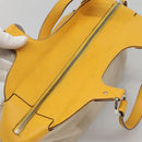 Salvatore Ferragamo Gancini Hand Bag Canvas Yellow Silver Auth 128676-6