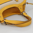 Salvatore Ferragamo Gancini Hand Bag Canvas Yellow Silver Auth 128676-7