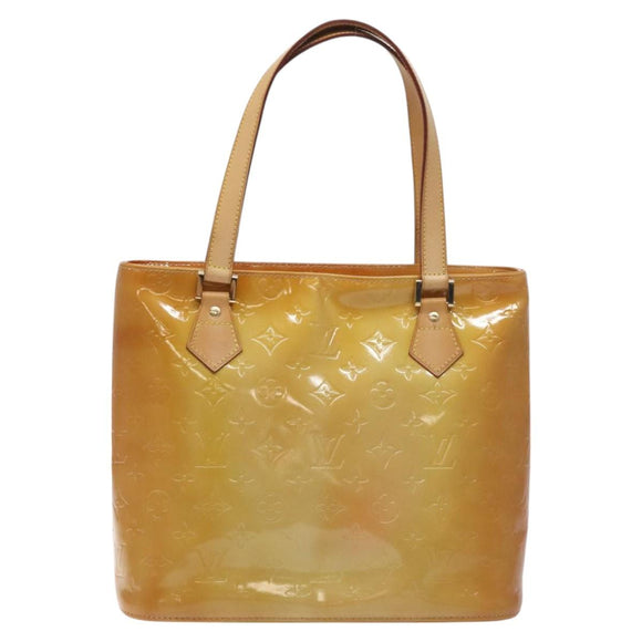 LOUIS VUITTON Monogram Vernis Houston Hand Bag Beige M91004 LV Auth 128707