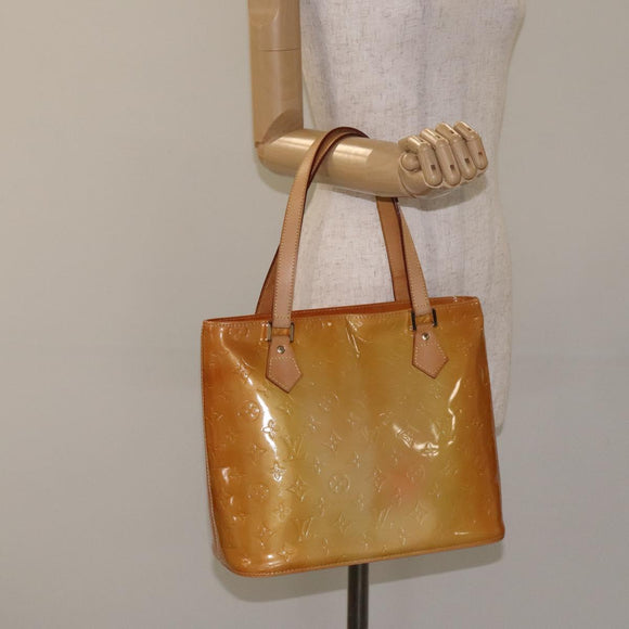 LOUIS VUITTON Monogram Vernis Houston Hand Bag Beige M91004 LV Auth 128707