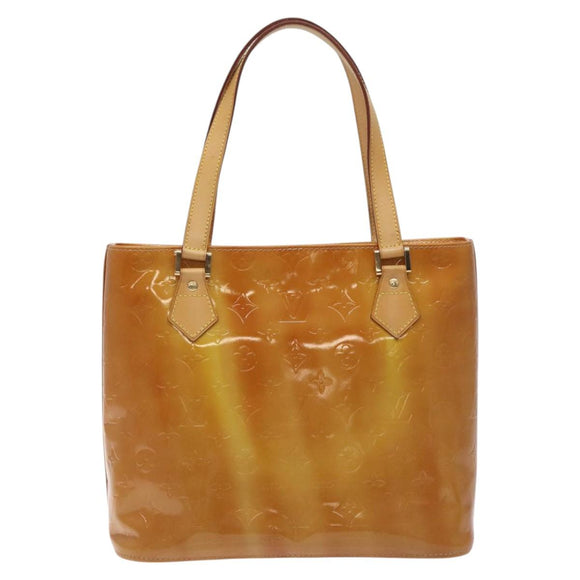 LOUIS VUITTON Monogram Vernis Houston Hand Bag Beige M91004 LV Auth 128707