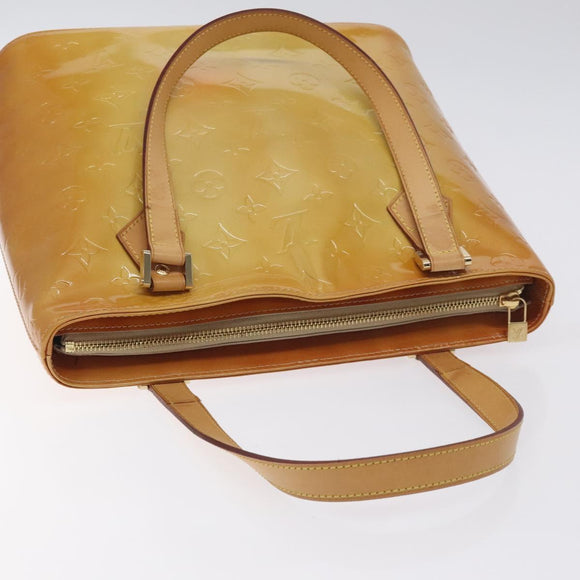 LOUIS VUITTON Monogram Vernis Houston Hand Bag Beige M91004 LV Auth 128707