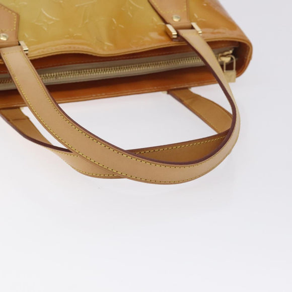LOUIS VUITTON Monogram Vernis Houston Hand Bag Beige M91004 LV Auth 128707