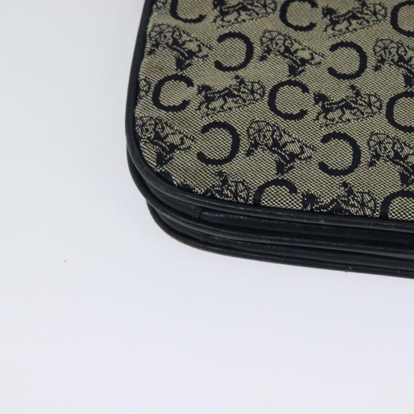 CELINE C Sulky Shoulder Bag Canvas Navy Gold Auth 128714