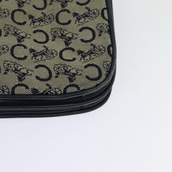 CELINE C Sulky Shoulder Bag Canvas Navy Gold Auth 128714