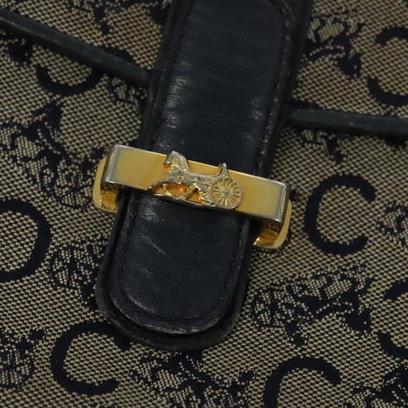 CELINE C Sulky Shoulder Bag Canvas Navy Gold Auth 128714