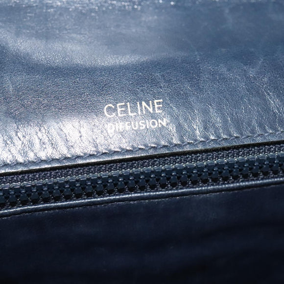 CELINE C Sulky Shoulder Bag Canvas Navy Gold Auth 128714