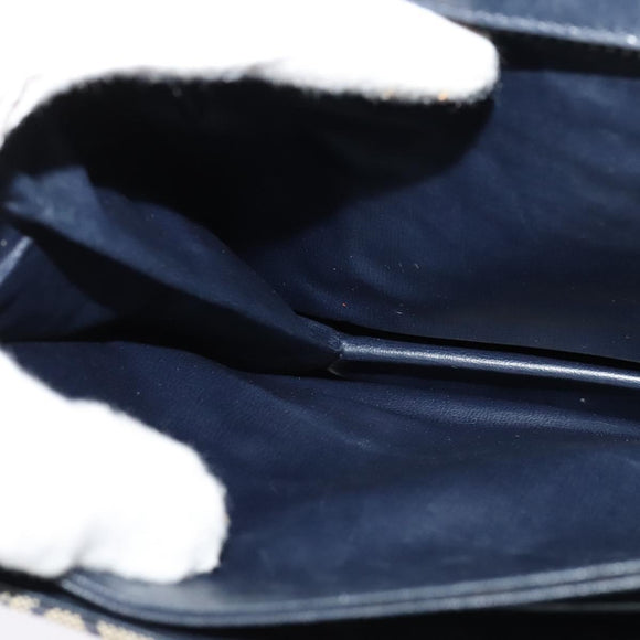 CELINE C Sulky Shoulder Bag Canvas Navy Gold Auth 128714