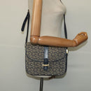 CELINE C Sulky Shoulder Bag Canvas Navy Gold Auth 128714-23