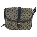 CELINE C Sulky Shoulder Bag Canvas Navy Gold Auth 128714-13