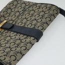 CELINE C Sulky Shoulder Bag Canvas Navy Gold Auth 128714-6