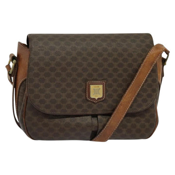 CELINE Macadam Canvas Shoulder Bag PVC Brown Gold Auth 128715