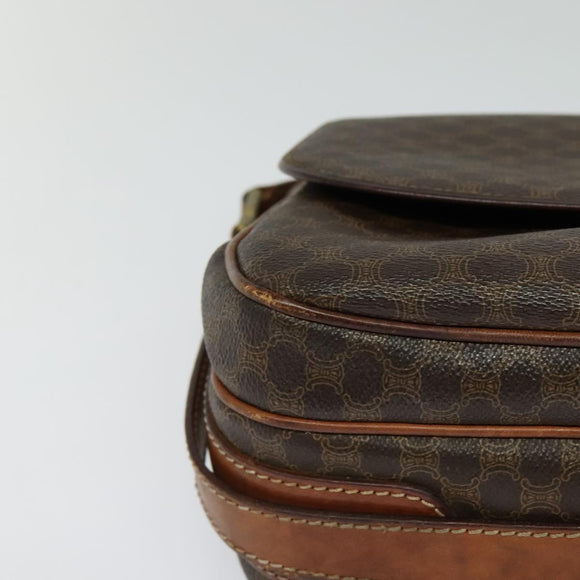 CELINE Macadam Canvas Shoulder Bag PVC Brown Gold Auth 128715